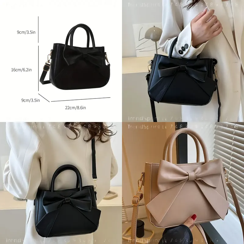 Women'S Bags For Work - Elegante zwarte handtas met strik voor