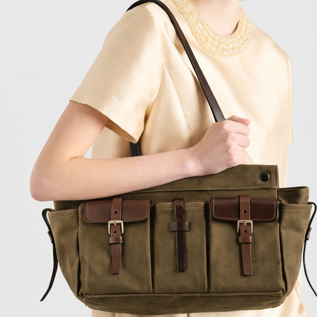 Women Bags Green - Canvas handtas voor dames, schoudertas met