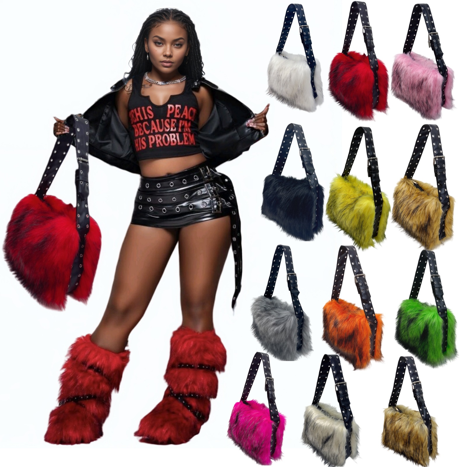 Women Bags Europe - Y2K vossenkunstbont damestas schoudertas crossbody pluche