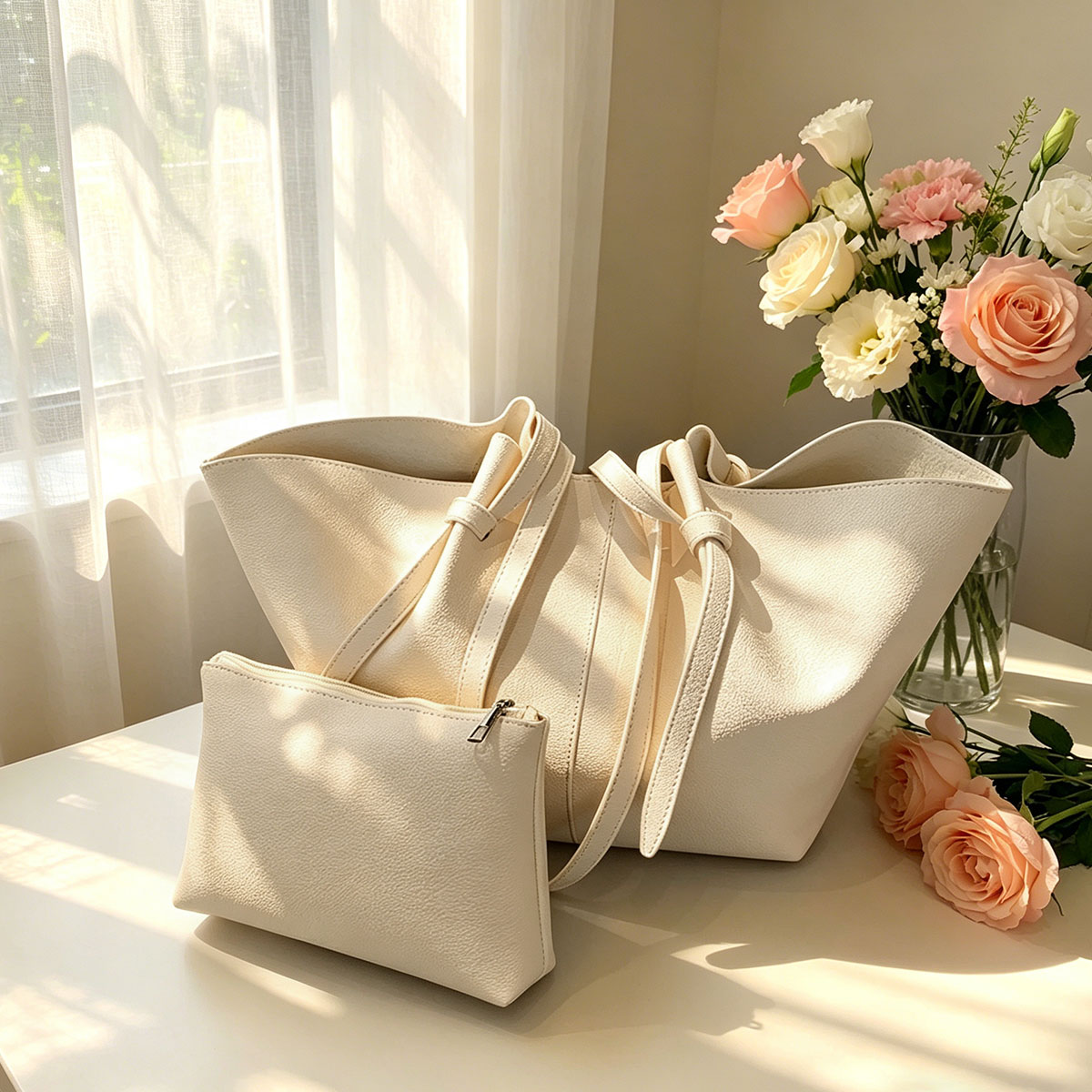 Women Bags Mk - Trendy minimalistische waaier-vormige draagtas met grote