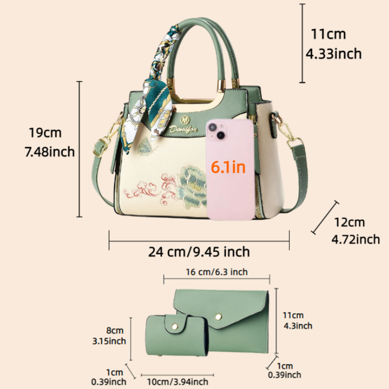 3-delige geborduurde handtasse - Women'S Bags Handbags recensie en prijs